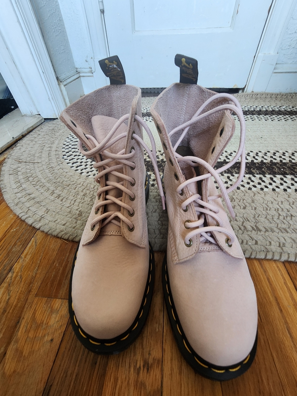 Dr. Martens Leather 1460 Pascal Lace-Up Boots in Pale Pink - Picture 2 of 9